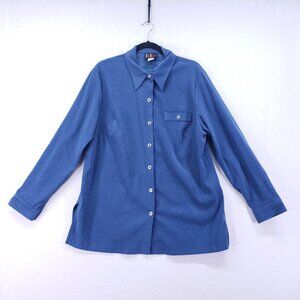 Vintage R&K Women's Button-Down Shirt Blue Long Sleeve Collar Classy